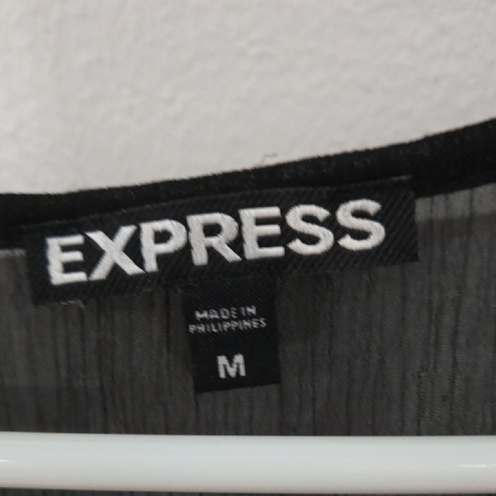 Express Sz Medium Black Sheer Top With Cover Up Wrap - Picture 2 of 12